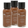 LRH31 - Loreal Hip Flawless Liquid Makeup Foundation for Women - 3 Pack - SPF 15 - 1 oz / 30 ml - Mahogany # 830
