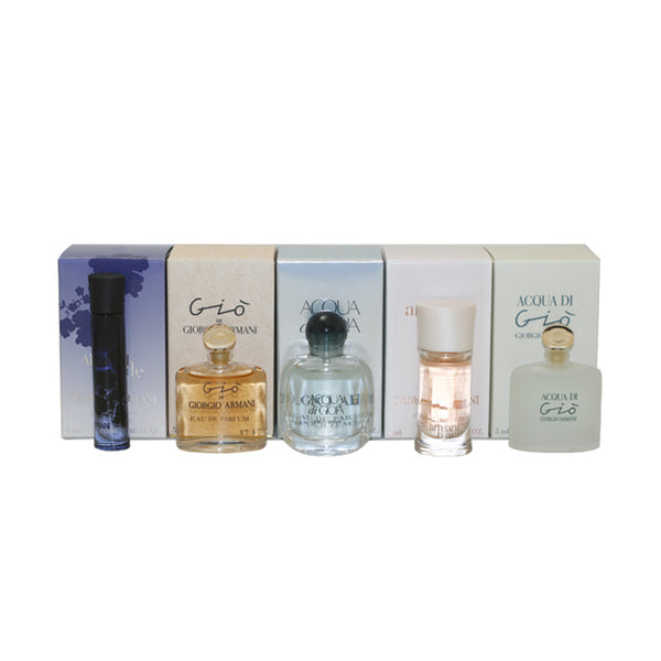 GAV50 - Giorgio Armani Variety 5 Pc Gift Set ( Armani Code Eau De Parfum 0.10 Oz Gio Eau De Parfum 0.17 Oz Acqua Di Gioia Eau De Parfum 0.17 Oz Armani Mania Eau De Parfum 0.14 Oz Acqua Di Gio Eau De Toilette 0.17 Oz ) for Women by Giorgio Armani