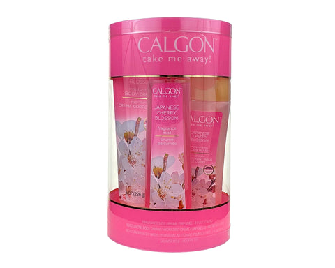 JCB8 - Calgon Japanese Cherry Blossom 4 Pc. Gift Set (body Mist 8 Oz + Body Cream 8 Oz + Body Wash 7 Oz + Shower Pouf) for Women by Calgon