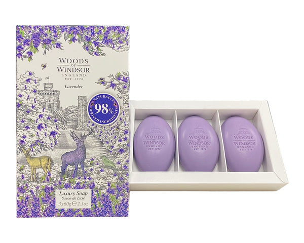 WHL21 - Woods of Windsor Lavender Luxury Soap for Women - 3 Pack - 2.1 oz / 60 g
