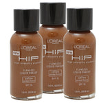 LRH31 - Loreal Hip Flawless Liquid Makeup Foundation for Women - 3 Pack - SPF 15 - 1 oz / 30 ml - Mahogany # 830