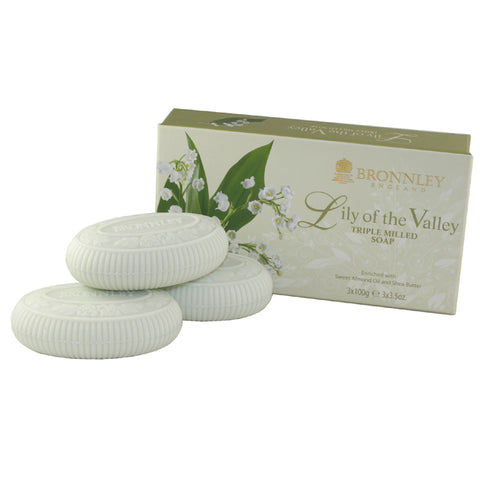 BRO11 - Bronnley Lily Of The Valley. Soap for Women - 3 Pack - 3.5 oz / 100 g