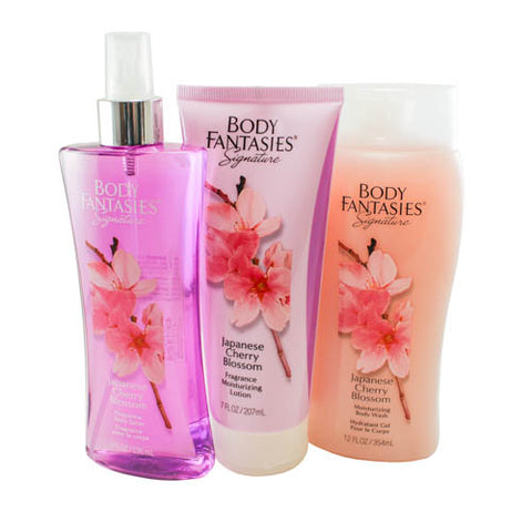 JCB30 - Japanese Cherry Blossom 3 Pc Gift Set ( Body Wash 12 Oz + Body Lotion 7 Oz + Fragrance Body Spray 8 Oz ) for Women by Parfums De Coeur