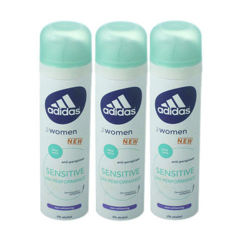 ADD35 - Adidas Sensitive Anti-Perspirant for Women - 3 Pack - Spray - 5 oz / 150 ml - Non-Whitening