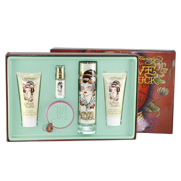 Ed Hardy DELUXE Collection 4 Pc Mini EDP GIFT SET Women LOVE LUCK HEAR –  Perfume Gallery