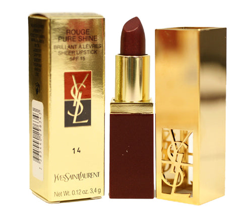 YSL14 - Rouge Pure Shine Pure Shine Sheer Lipstick for Women - SPF 15 - 0.12 oz / 4 ml - #14 Glowing Burgundy